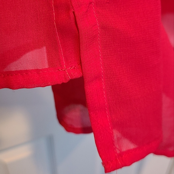 Sweet n Kool outfitters fuschia hot pink sheer rhinestone blouse L western rodeo - Picture 10 of 10